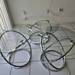 Coffee Tables Silver Glass Top 