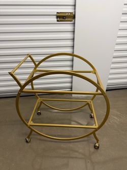 Gold Metal Bar Cart with Wheels