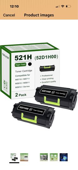 521H (52D1H00) High Yield Black Toner Cartridge 2-Pack Replacement for Lexmark MS710n MS710dn MS711dn MS810n MS810dn MS810de MS810dtn MS811n MS811dn M