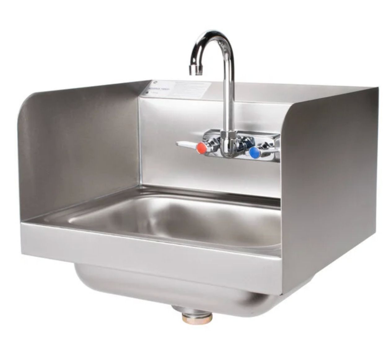 NEW 17 1/4" Hand Sink with Side Splash Guards Advance Tabco 7-PS-66NF #4093