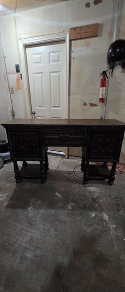Antique Dark Wood Writing Desk and China cabinet