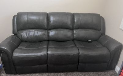 Leather Gray Loveseat And 3 Seater Couch