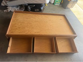 Twin Size "Solid Wood Captain's Bed Frame with 3 storage drawers" with 2 mattresses