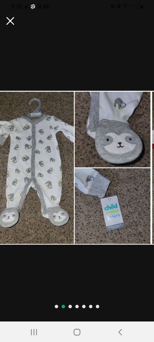 (NEW) 6 SLEEP AND PLAYS , CARTERS AND WONDER NATION, SIZE NEW BORNS