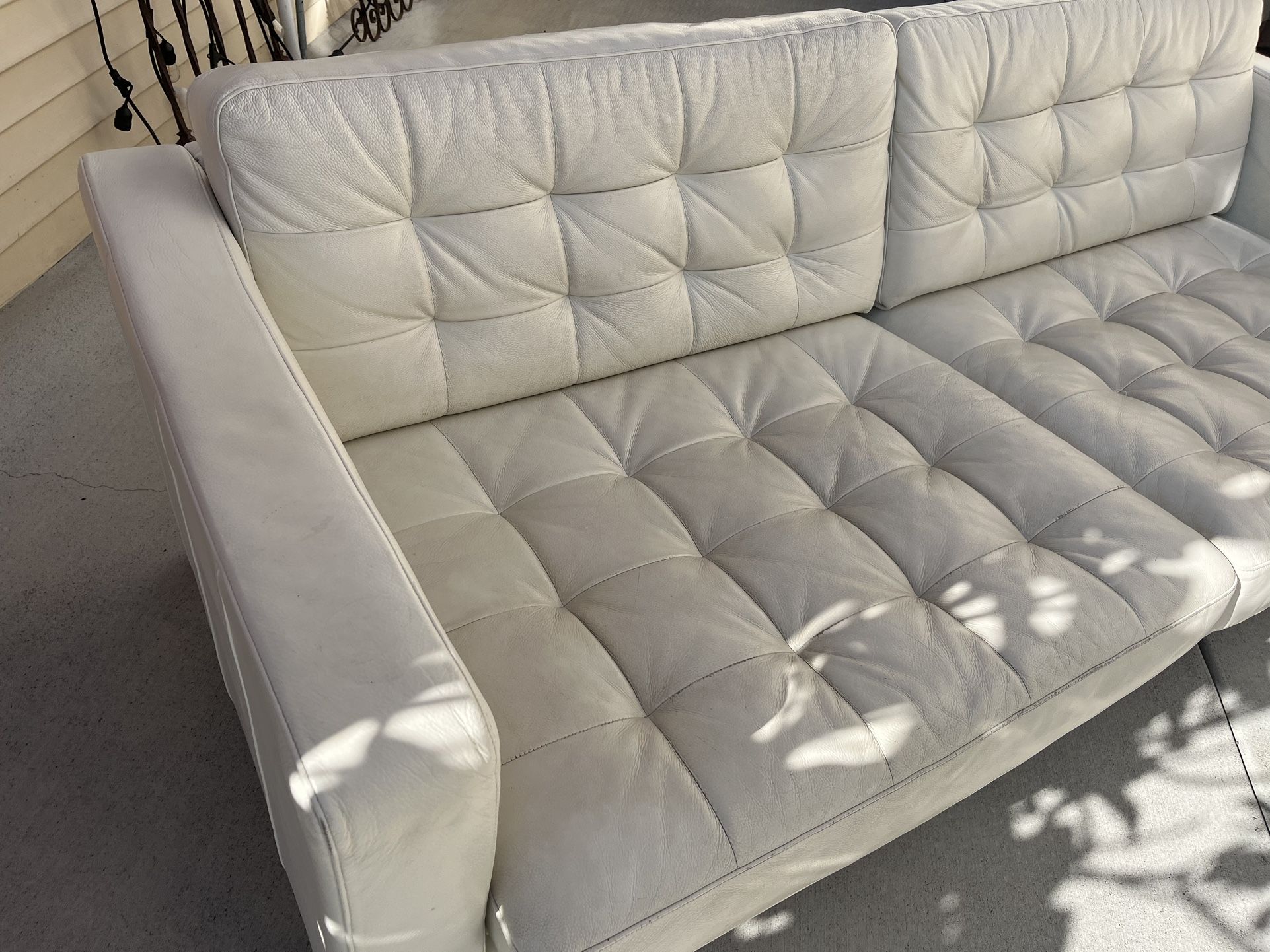 Ikea Leather Sofa White Wooden Legs $225