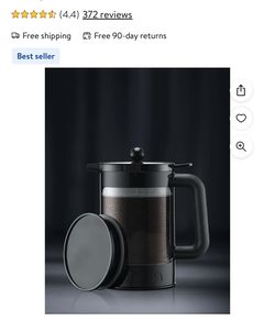 Bodum Bean Cold Brew Press and Iced Coffee Maker, 51 Ounce, Black