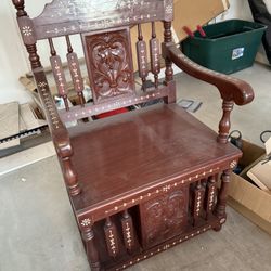Philippine Wood Inlaid Shell Chairs