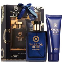 Warrior Blue Bath And Body Gift Set Mens Eau De Parfum Cologne & After Shave