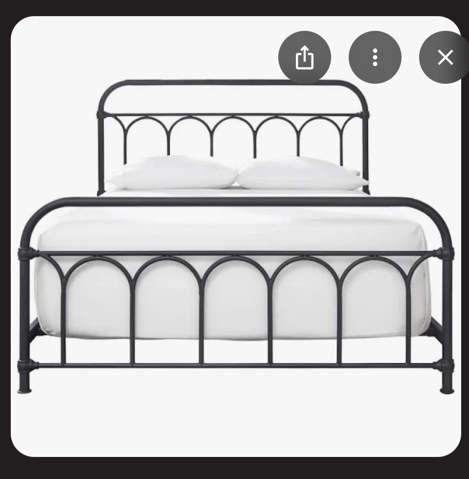 Black Metal Queen Bed Frame with Mattress