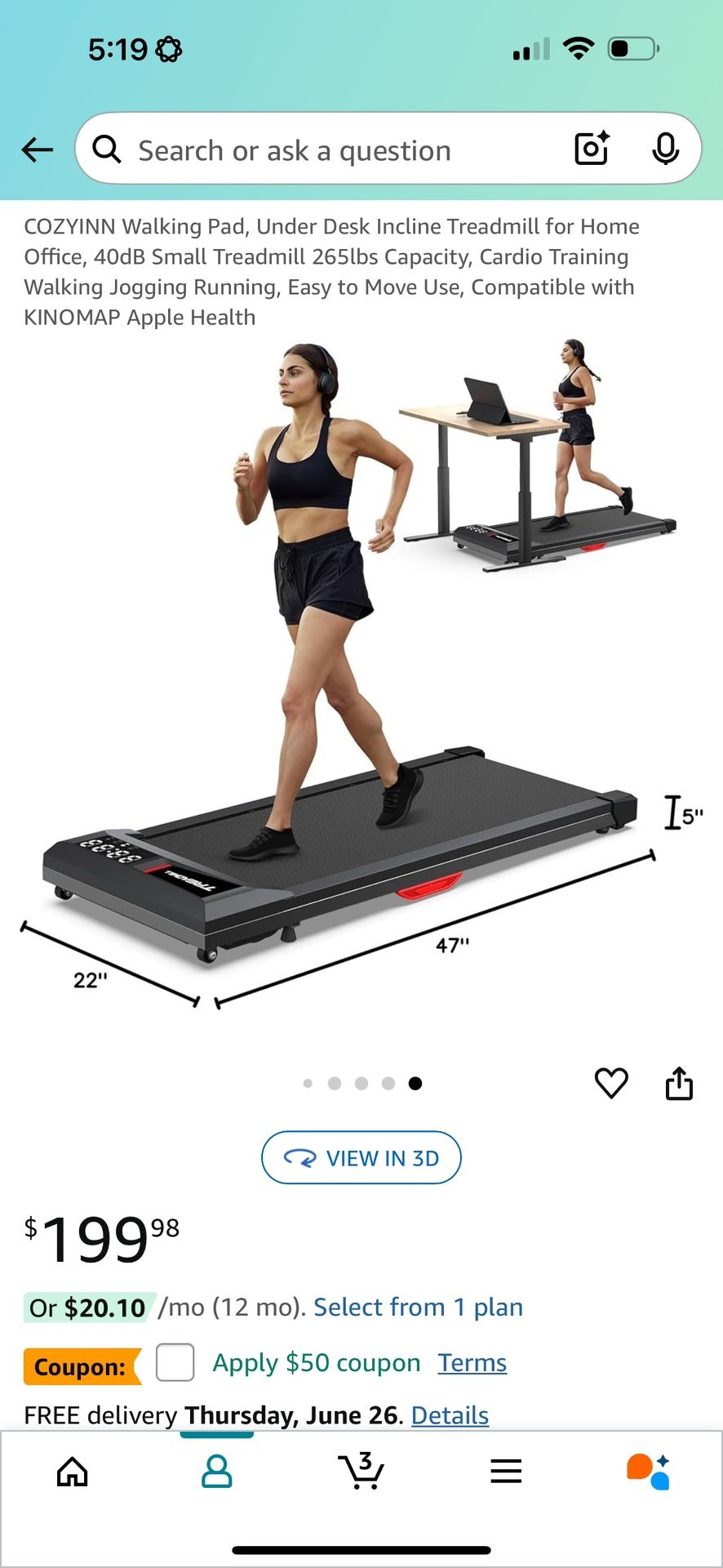 UPDATED PRICE $100🚶♂️ Brand New COZYINN Walking Pad Treadmill – (National City)