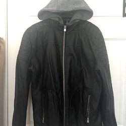 Men’s Hooded Leather Coat