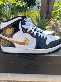 AIR JORDAN 1 MID SE - Patent Blk/Gld