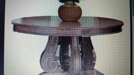 Coaster Company Ilana Round Formal Dining Table, Antique Linen