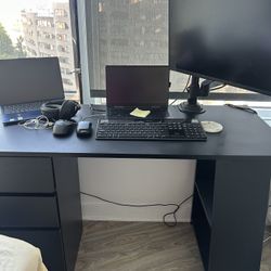 Black Work From Home Office/Writing desk With Storage