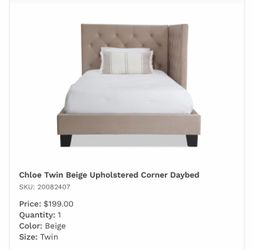Chloe Twin Beige Upholstered Corner Daybed