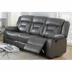 Brand New Gray Leather Gel Manual Reclining Sofa