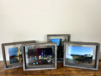 Set of 4 Rustic Floating Picture Frames – 5x7 Photos