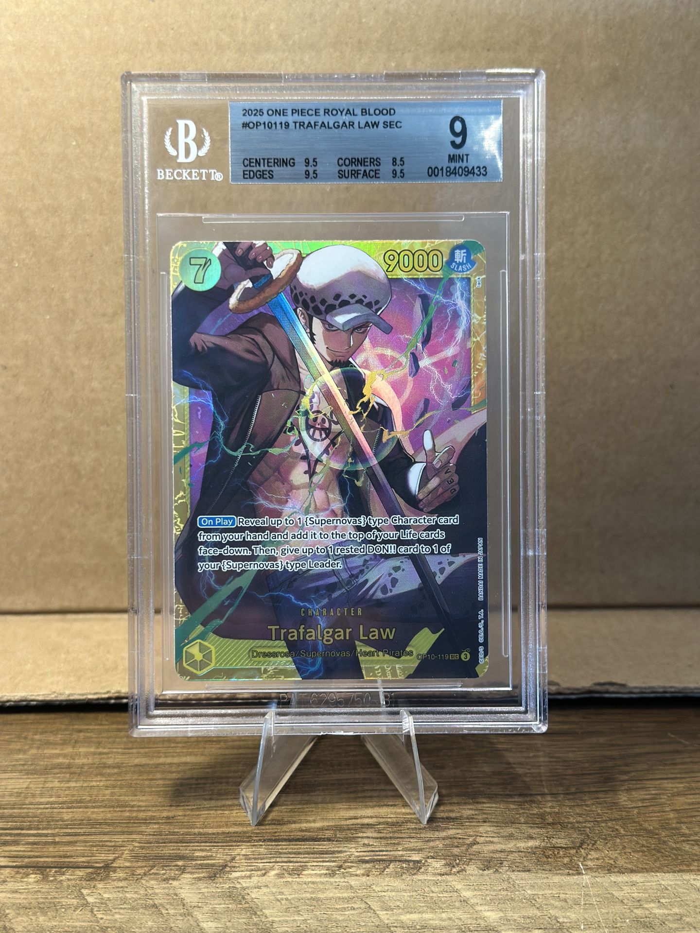 BGS 9 Mint Trafalgar Law OP10-119 SEC One Piece Card Game