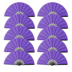 New Oncpcare 10 Pcs Boots on The Ground Hand Fan Bulk, Folding Popping Clacking Fans for Line Dancing (Purple)