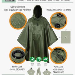 FWG Rain Poncho Waterproof Raincoat For Adult