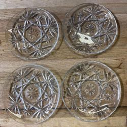 set of four Anchor Hocking Star of David small Plates or coasters