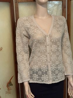 Vintage Crochet Ladies Button Up Top