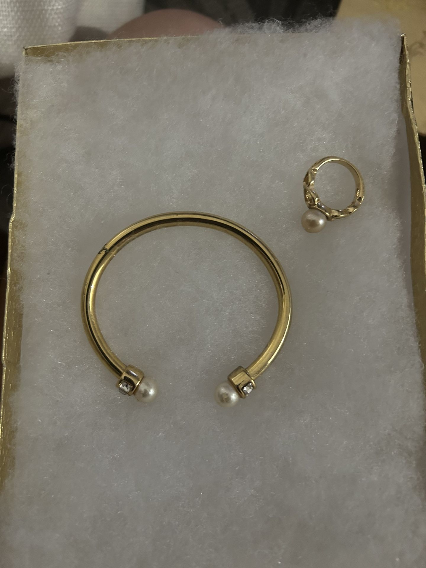 Gold and Pearl Bracelet With Matching Ring