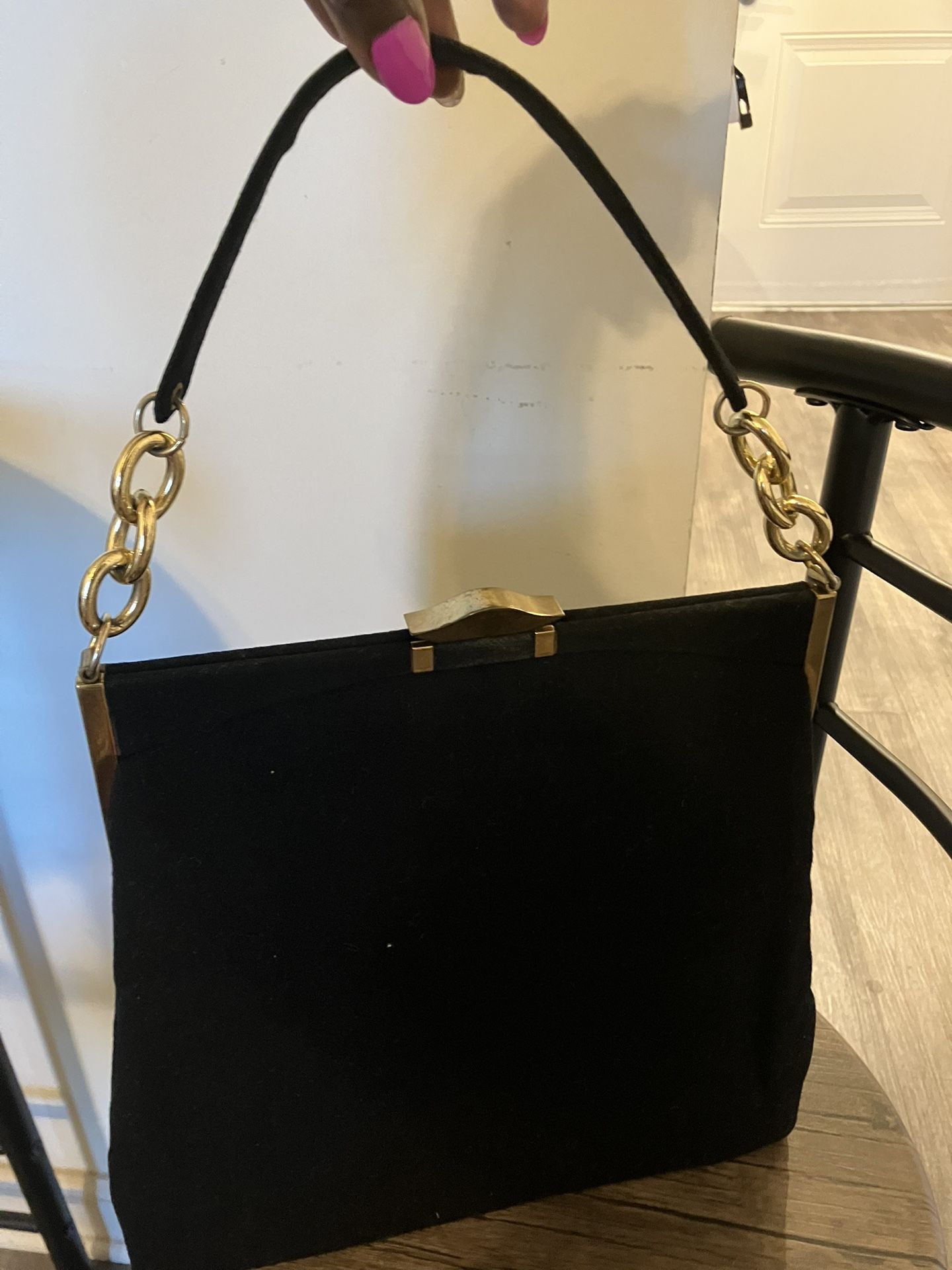 Vintage 40’s INGBER black velvet evening purse