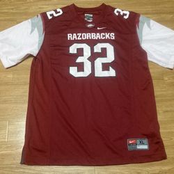 Arkansas Razorbacks Youth Kids Red White Razor Shoulder #32 Football Jersey