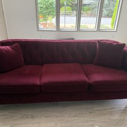 Red Suede Sofa 