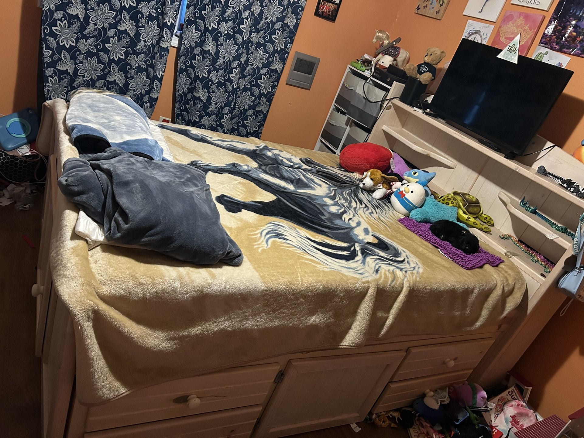 Full Size Storage Bed with Headboard – Excellent Condition