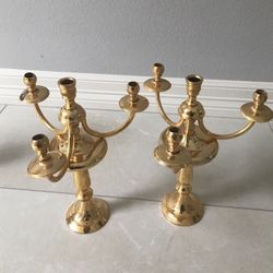 2 Gold Plated Candle Holders