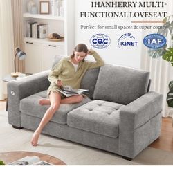 New Grey Sofa Couch With USB In Box Gaming  Great Home Apartment Dorm Gift Room Christmas  Lounge Teen