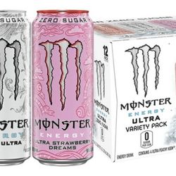 Monster Energy Ultra Variety Pack PKZSD, Sugar Free Energy Drink, 12 Pack - 16 fl oz
