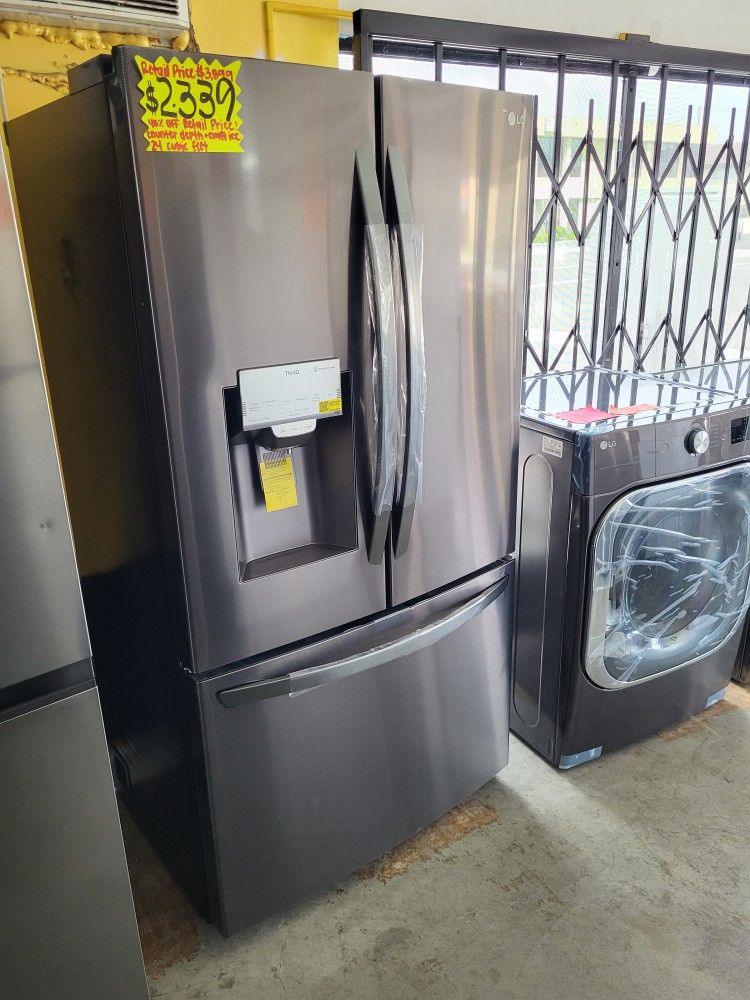 New LG ThinQ French Door Counter Depth Refrigerator With Craft Ice 24 Cubic Feet