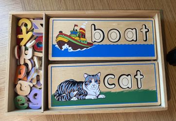 Melissa & Doug See & Spell Wooden Educational Toy With 8 Double-Sided Spelling Boards 