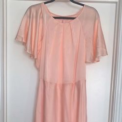 Premier Amour Satin Short Sleeve Sheath Dress -Blush Size 18