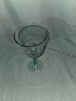 Teal Green Glass Stemmed Wine Glass
