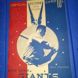N.Y. Giants 1943 baseball program -EX+ unscored with Hubbell, ott and Musial