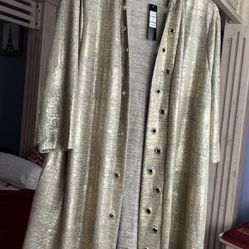 Mother’s 🎁 Brand New Gorgeous 3 X  But Fit XL  Gold Long Cárdigan 