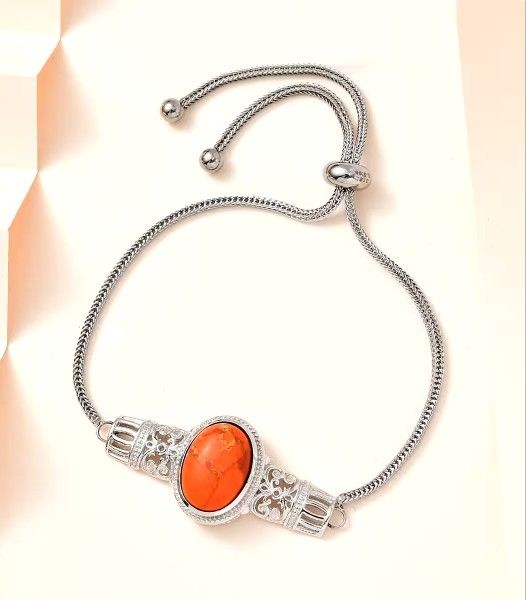 Mojave Orange Turquoise Bolo Bracelet