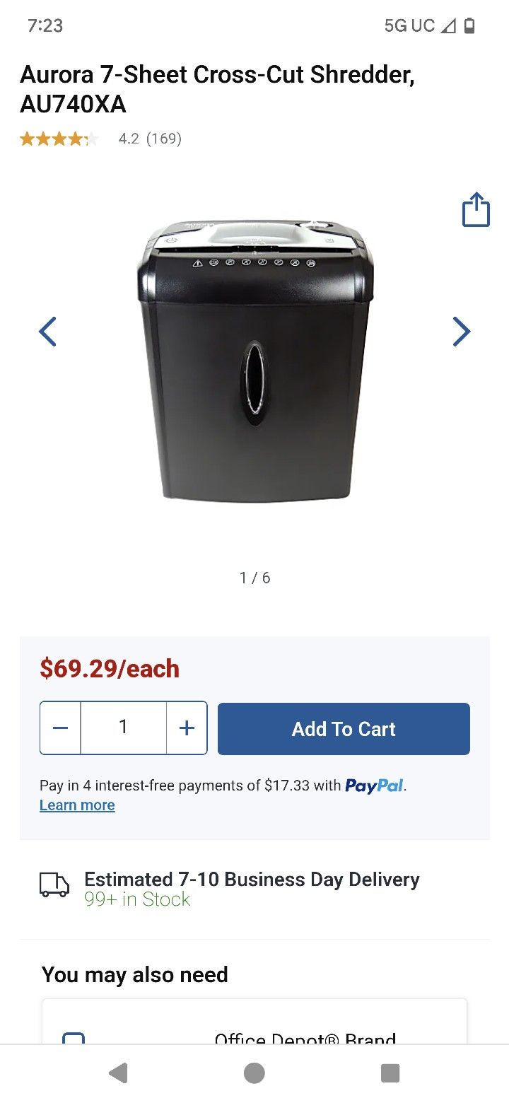 Aurora 7-Sheet Cross Cut Shredder