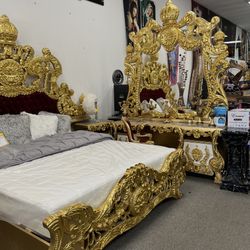 Gold Egyptian Style King Bedroom Set