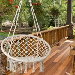 Milky Garden Hammock Chair Swing With LED Lights For Indoor Outdoor Play Ground, Balcony, Tree