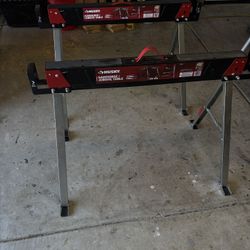 NEW Set Of Two HUSKY Sawhorses/ Jobsite Table 
