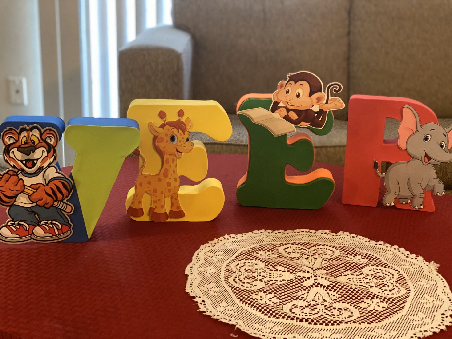 Cute wild animal themed self standing foam name letters