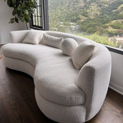 Boucle Curved Sectional Sofa - Free Delivery ✅ New Boucle Sofa 