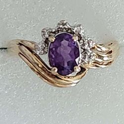 Amethyst Ring With Diamonds 