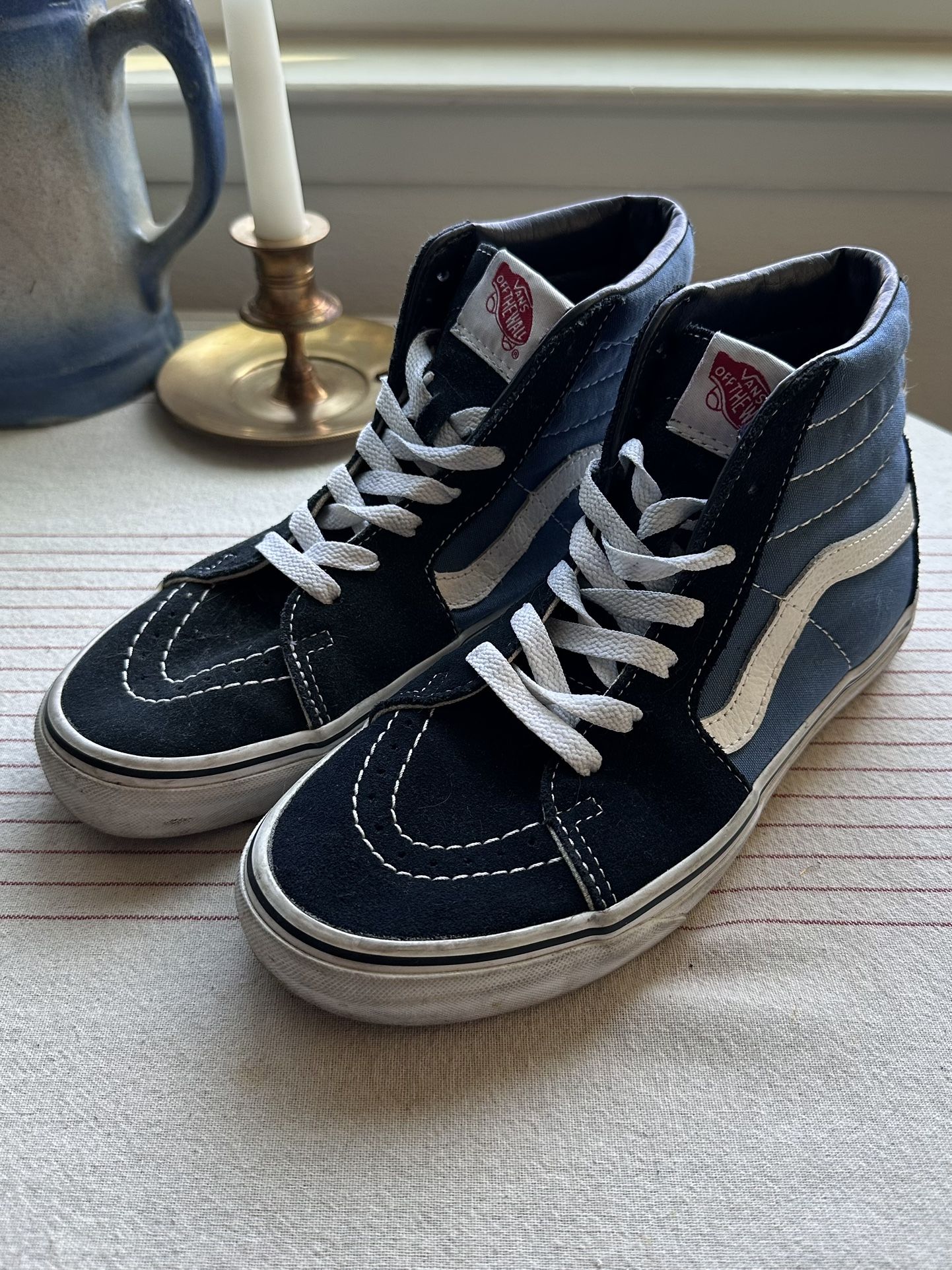 Vans sk8-hi top shoe navy blue + black men’s 5.5 women’s 7