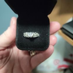 6.5 White Sapphire Engagement Ring Sterling Silver 